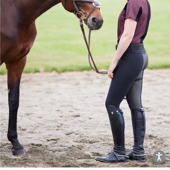 Kerrits Crossover Full Seat Riding Breech Black Gray Equestrian Pants M - Picture 1 of 11